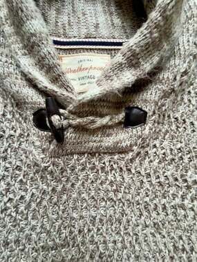Weatherproof Vintage Men's Brown Marled Knit Sweater Toggle Neck Shawl Collar XL